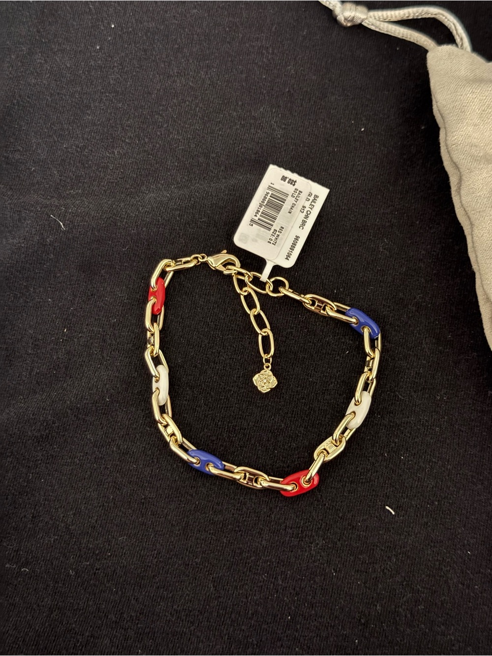 Kendra Scott Gold Link Bracelet with Red, Blue and White Enamel